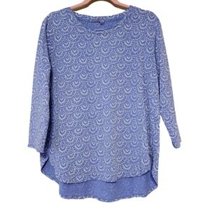 FRESH PRODUCE Periwinkle Lavender Pullover 3/4 Sleeve High Low Medium #0180